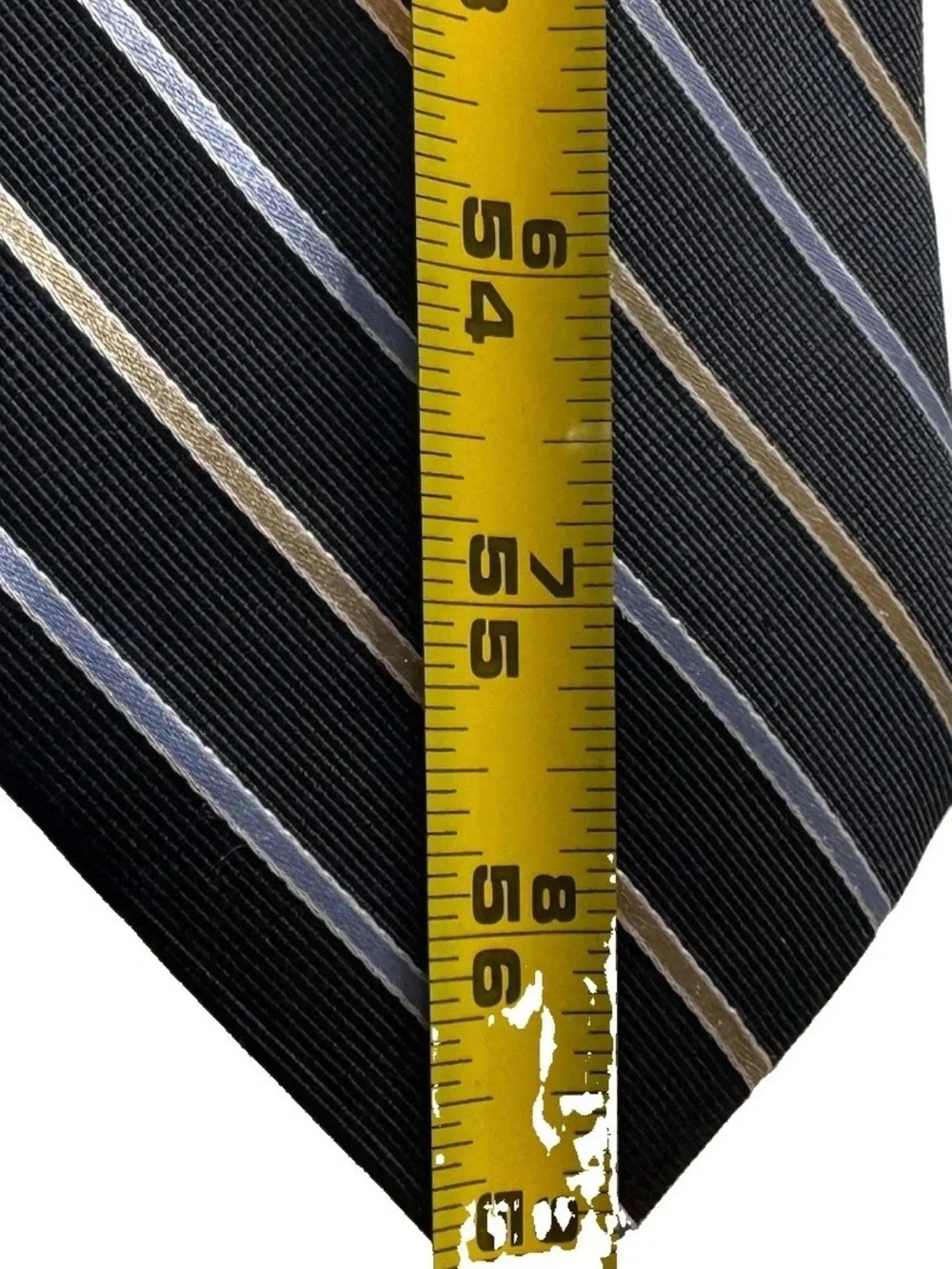 Nautica Black Blue and Tan Striped Rep Necktie